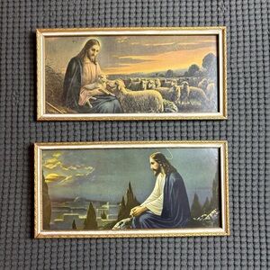 2 Antique Prints of Giovanni's The Good Shepard  & Jesus in Garden of Gethsemane
